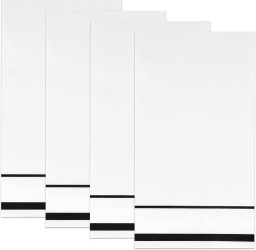 Miniatura 7 de Gift Boutique Paquete de 100 Servilletas de Invitados Forradas con Ribete Negro de Papel Desechable Elegante Servilleta de Mano para Cena Baño Boda