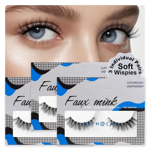 Miniatura 9 de Pestañas de Aspecto Natural Pestañas Postizas - BEPHOLAN Pestañas Postizas 3D Súper Esponjosas Pestañas Postizas Banda Transparente Pestañas Wispy