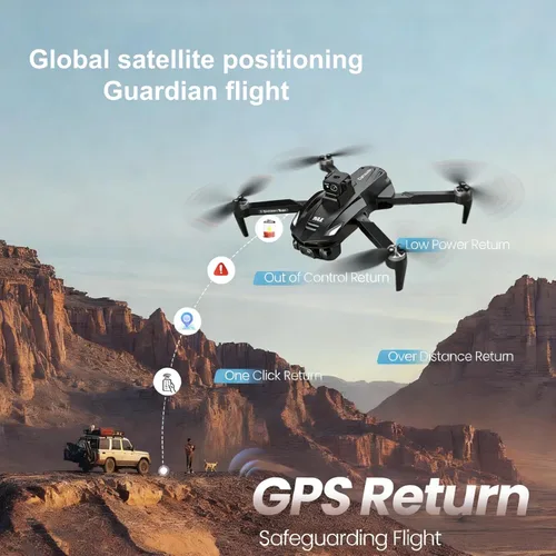 Miniatura 5 de Drones con cámara para adultos 4k, dron GPS con control remoto LCD de 4.5 pulgadas, evita obstáculos de 360° para exteriores, motor sin escobillas