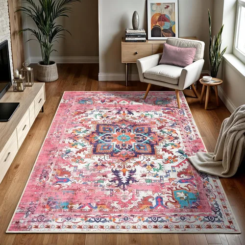 Miniatura 55 de GLN Rugs Bohemian Collection - Alfombra de felpilla lavable a máquina, bohemio vintage, antideslizante, alfombra de felpilla de pelo bajo, alfombra