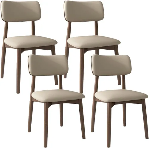 Miniatura 38 de YVYKFZD Solid Wood Dining Chairs, Kitchen Chairs Set with Curved Backrest, Leather Upholstered Dining Room Chair, Armless Living Room Chair, for
