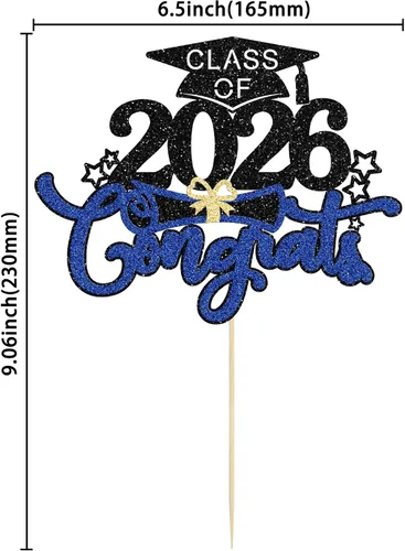 Miniatura 2 de 1 pieza de decoración de pastel de felicitaciones 2023 con purpurina azul para diploma de graduación, selección de pasteles de felicitaciones clase