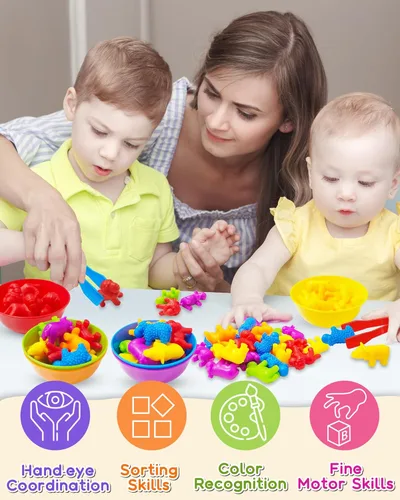 Miniatura 4 de Yetonamr Juguetes Montessori de contar dinosaurios para niños y niñas de 3, 4 y 5 años, actividades de aprendizaje preescolar, juguete para niños