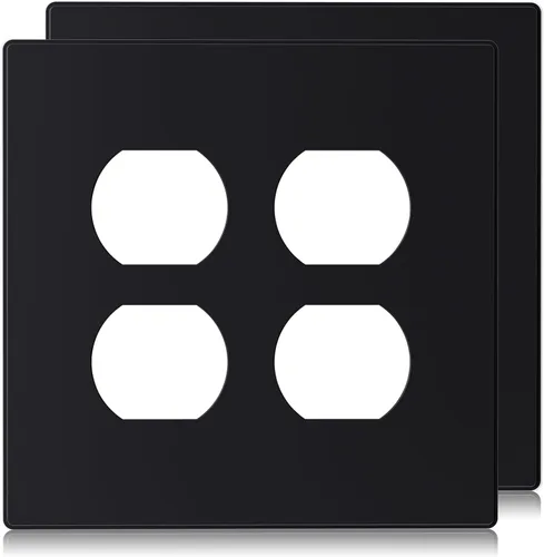 Miniatura 15 de ELEGRP Placas de pared dúplex sin tornillos de 2 segmentos, cubierta frontal termoplástica irrompible de tamaño mediano para toma de corriente Mate