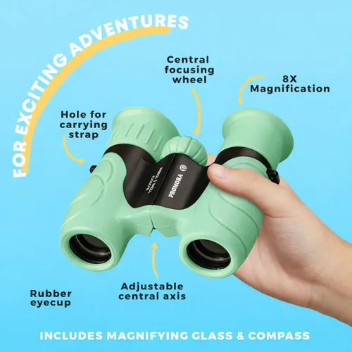 Miniatura 27 de Binoculares para niños – Juguete perfecto para niños pequeños y niñas – Juego extenso que incluye lupa y brújula – Potente aumento 8 x 21 – niños