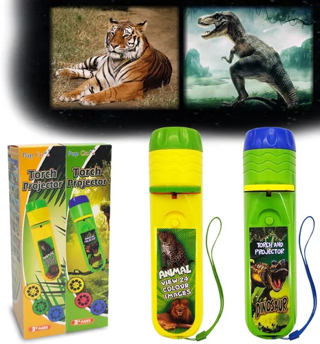 Miniatura 18 de Pup Go Linterna proyector de animales para niños a partir de 3 años, 3 discos 24 imágenes, juguetes de animales de safari para niños y niñas