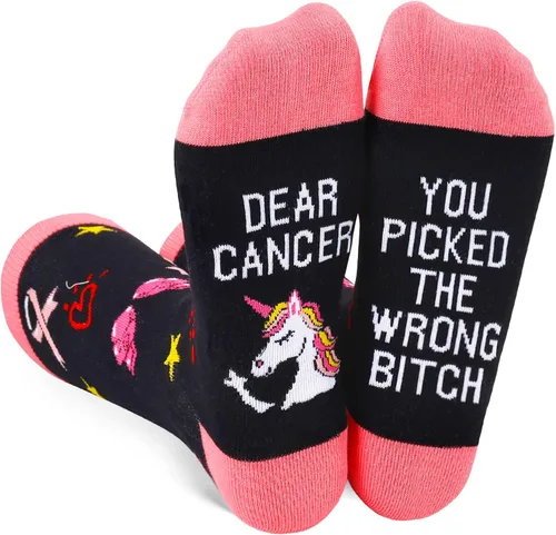 HAPPYPOP Women Breast Cancer Nurse Off Duty Reading Birthday Teacher Socks, Inspirational Chemo Medical Teacher Boss Gifts