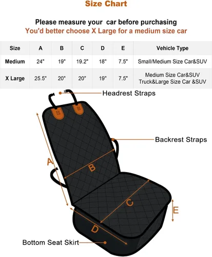 Miniatura 2 de 2 fundas de asiento delantero de automóvil para perros, a prueba de arañazos, funda antideslizante para asiento de automóvil para perros, funda