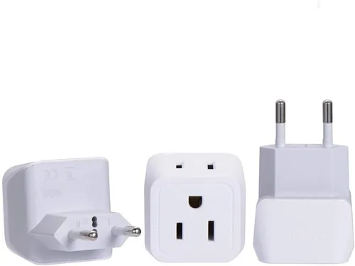 Ceptics Adaptador de enchufe para viajes a Turquía, Egipto, Islandia - Tipo C - Europa - 2 en 1 - Ligero - Perfecto para teléfonos celulares,