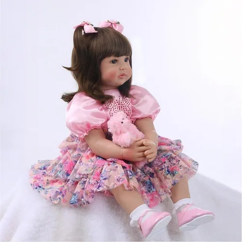 Miniatura 4 de iCradle Muñecas Reborn de 24 pulgadas y 23.6 in de vinilo de silicona suave hechas a mano similar a la moda realista muñeca recién nacida juguete