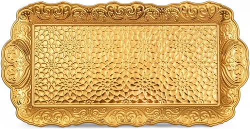 Miniatura 13 de Alisveristime Bandeja pequeña de metal ornamentado para servir – Bandeja decorativa con motivo otomano (14.2 x 7.1 pulgadas, 10.8 onzas)