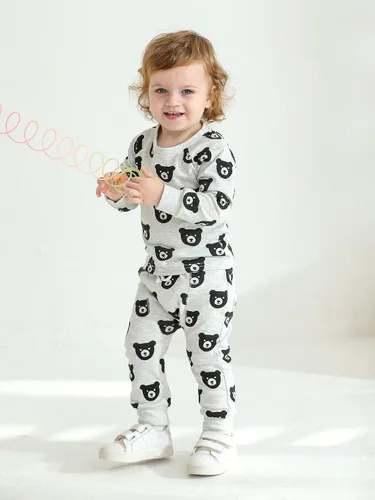 Miniatura 21 de Ropa de bebé niño niño manga larga con estampado de oso + pantalones deportivos