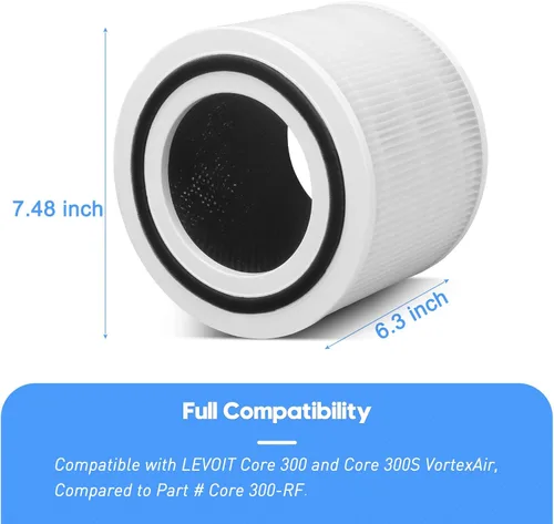 Miniatura 8 de Filtro de repuesto Core 300 para LEVOIT Core 300, Core 300-P, purificador de aire Core 300S Vortex, repuesto de filtro HEPA verdadero 3 en 1