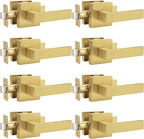 Miniatura 42 de Probrico Paquete de 4 manijas de puerta simuladas en negro mate, manijas interiores que no giran, manijas reversibles resistentes para interiores