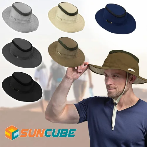 Miniatura 7 de SUN CUBE Sombrero de ala ancha para hombres y mujeres, protección solar UV, sombrero de safari para senderismo