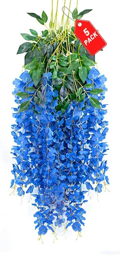 Miniatura 43 de Paquete de 12 flores colgantes de glicina rosa, flores colgantes falsas de 3.44 pies, guirnalda de glicina artificial para decoración de boda, telón