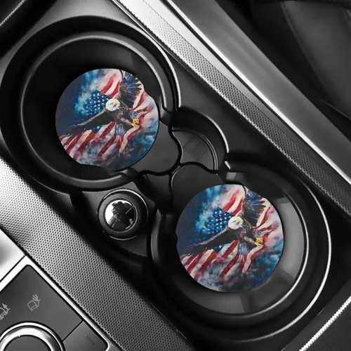 Miniatura 12 de AFPANQZ 250 Years Print Car Coasters for Cup Holders Absorbent Car Accessories 2.8" Car Cup Holder for Women 2 Pack