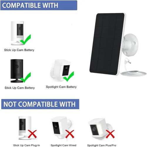 Miniatura 2 de Paneles solares de 5 W para cámaras de seguridad – Compatible con Ring Spotlight Cam (batería), batería Ring Stick Up Cam – Cable de carga de 9.8 1