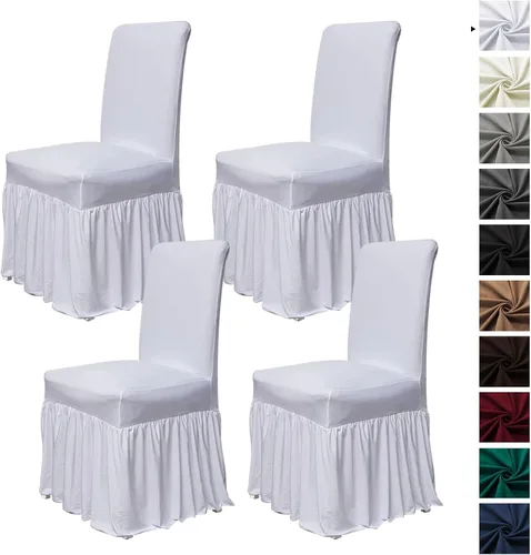 Miniatura 12 de molasofa Juego de 6 fundas para sillas de comedor, fundas elásticas para sillas con falda para cocina, protectores de asiento de cocina, decoración