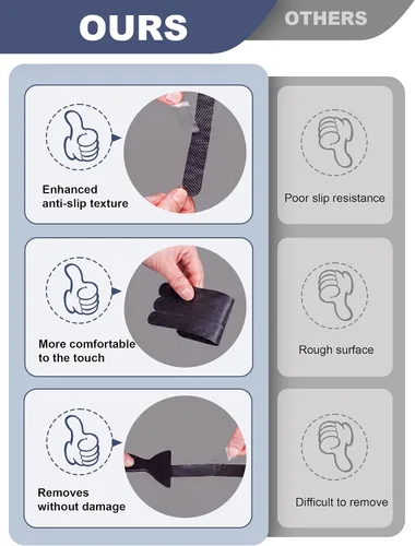 Miniatura 5 de Secopad Calcomanías de ducha antideslizantes originales para bañera y ducha, tiras de seguridad adhesivas fuertes con raspador, ideal para familias