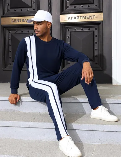 Miniatura 2 de Babioboa Men's Long Tracksuit Basic T Shirt & Sweatpants set 2 Pockets Regular Two Piece Casual Daily Duty-off