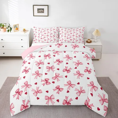 Miniatura 44 de Feelyou Juego de edredón de castillo rosa para niños, tamaño individual, juego de ropa de cama de princesa para niños y niñas, inserto de edredón