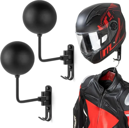 Miniatura 8 de PUERSI Soporte para Casco de Pared con Estante, Soporte de Rotación de 180° para Almacenamiento de Casco para Motocicleta, Bicicleta, Ropa Deportiva