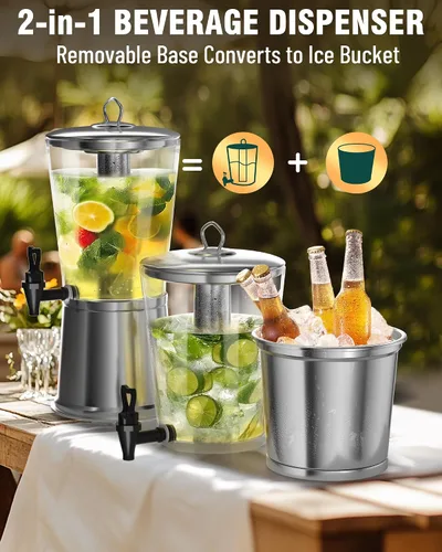 Miniatura 2 de WantJoin - Dispensador de bebidas con soporte, dispensador de bebidas para fiestas, dispensador de agua de acero inoxidable con núcleo de hielo