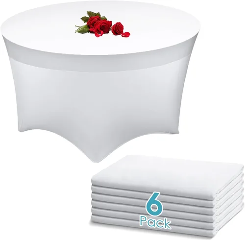 Miniatura 12 de Buryeah Mantel redondo elástico de 5 pies de elastano, lavable a máquina, 60 pulgadas, mantel elástico ajustable para mesa redonda para bodas