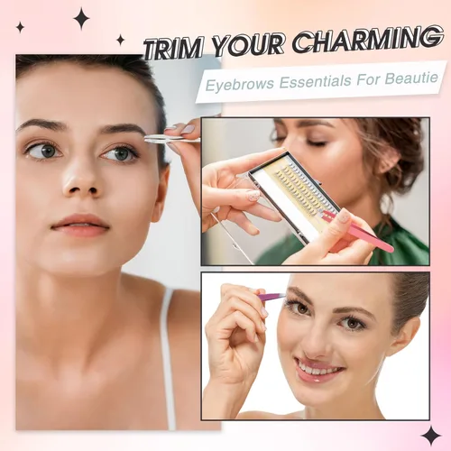 Miniatura 4 de Mudder Juego de 12 pinzas para cejas para cabello facial, pinzas de punta inclinada de acero inoxidable a granel para hombres y mujeres (multicolor)