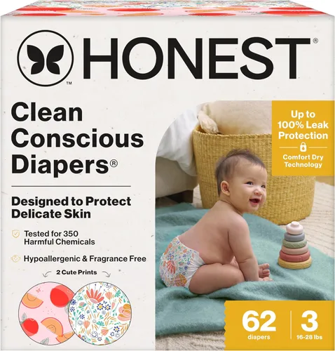 Miniatura 46 de The Honest Company Clean Conscious - Pañales para pieles delicadas, hasta un 100% a prueba de fugas, hipoalergénicos, sin fragancia, género neutro