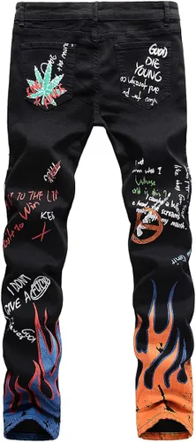 Miniatura 2 de Parches estampados para hombre diseño de retazos de moda ajustados desgastados con agujeros de mezclilla cantantes bailarines