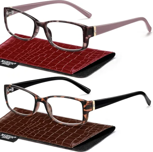 Miniatura 7 de Madison Avenue Paquete de 2 Gafas de Lectura Clásicas con Bloqueo de Luz Azul para Mujeres, Vintage Anti Reflejo/Fatiga Ocular Lectores