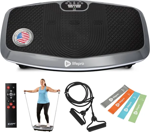 Miniatura 7 de Lifepro 3D Vibration Plate Exercise Machine — Dual Motor, 99 Speeds & 8 Presets Turbo/Hovert Vibration Platform Machine with Resistance Bands — Negro