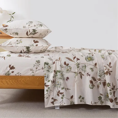 Miniatura 27 de FADFAY Juego de sábanas de cama con estampado floral amarillo, de algodón, tamaño King, suaves, transpirables, estilo Shabby Coquette, con bolsillo