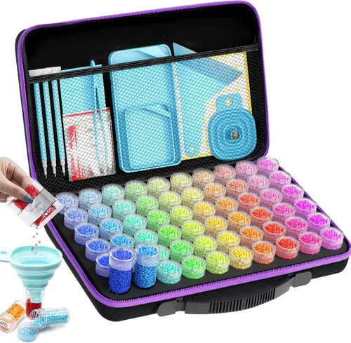 Miniatura 12 de ARTDOT Contenedor de almacenamiento de 30 ranuras para kits de arte de diamantes para adultos, cajas de almacenamiento portátiles de cuentas