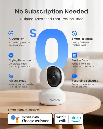 Miniatura 5 de Cámara de seguridad para interiores, Reolink E1 Pro cámara de WiFi de 4 megapíxeles Alta definición de conector para seguridad en el hogar, WiFi