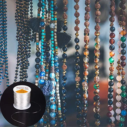 Miniatura 6 de BingBing Paquete de 2 cuerdas elásticas de 0.028 in, cordón de joyería, cuerda de pulsera de cuentas de cristal, línea de cuentas transparentes
