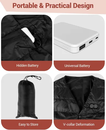 Miniatura 4 de Comfytemp Chaleco térmico con batería incluida, chaleco eléctrico ligero de 6 onzas, chaleco calentador recargable inteligente