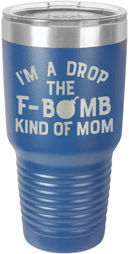 Miniatura 15 de I'M A DROP THE F BOMB KIND OF MOM Vaso negro de 30 onzas con popote y tapa superior deslizante Taza de viaje de acero inoxidable Comparar
