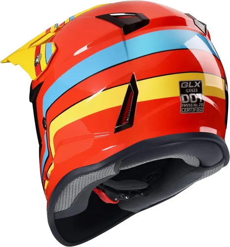 Miniatura 2 de GLX GX623 - Combo de casco de motocross y ATV para jóvenes, rojo retro, talla S, DOT Rojo (Retro Red)