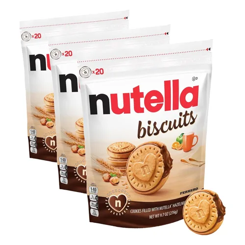 Galletas Nutella, Pasta de Avellana con Cacao, Galletas de Sandwich, Bolsa de 20 unidades (Paquete de 3)