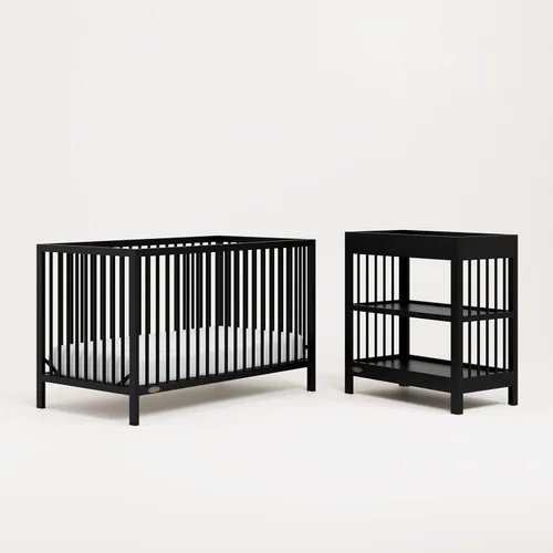 Miniatura 4 de Graco Teddi Cuna convertible 5 en 1 (negro) – Certificado GREENGUARD Gold, se convierte en sofá cama, cama infantil y individual con cabecera