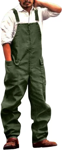 Miniatura 3 de loveimgs Overol con peto grande y alto para hombre, pantalones cargo sueltos de trabajo de una pieza con bolsillos