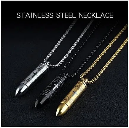 Miniatura 2 de Cross Necklace for Ashes Stainless Steel Cremation Jewelry Urn Engraved Bible Pendant Necklaces Memorial Gifts