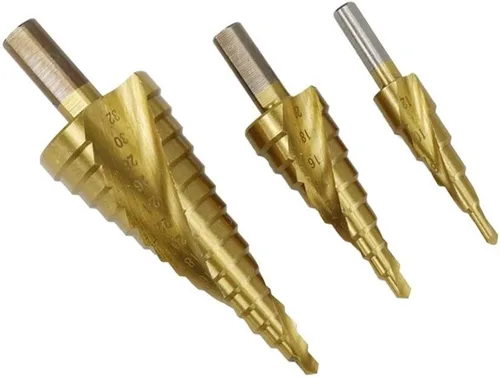 Miniatura 4 de Spiral Grooved Step Drill Bit Set HSS Titanium Hole Drilling Spiral Flute Cobalt Step Cone Drill,Carbide Step Drill Bit Woodworking Drill Bit HSS