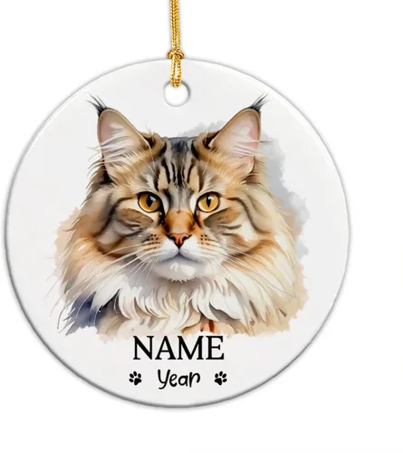 Miniatura 9 de Adornos de Navidad abisinios 2026, adorno de cerámica con nombre personalizado de gato, regalo de gato abisinio para hombres y mujeres, amantes