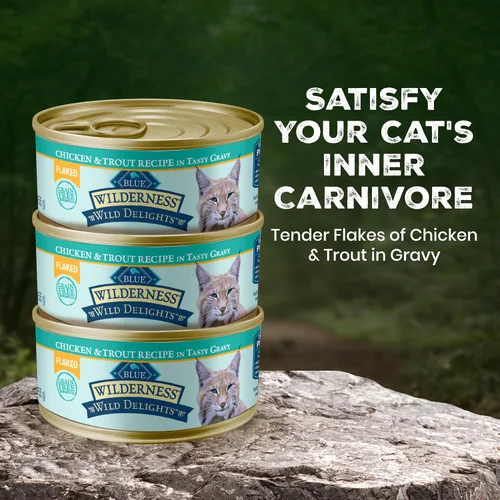 Miniatura 4 de Blue Buffalo Wilderness - Alimento húmedo para gatos adultos con pollo y trucha, 5.5 onzas, caja de 24