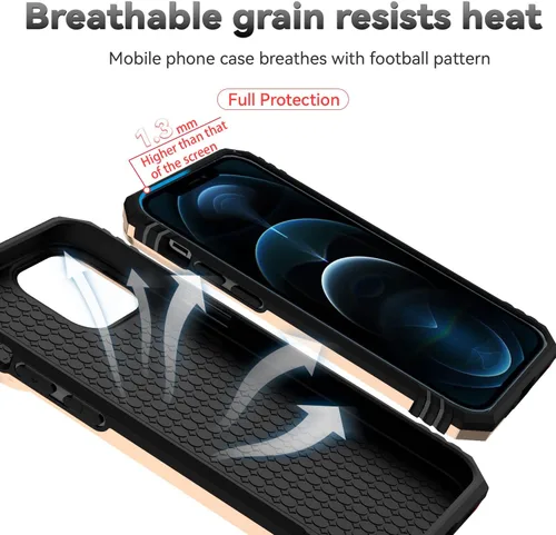 Miniatura 5 de Funda para iPhone 12/12 Pro, iPhone 12/12 Pro con funda para cámara y soporte, grado militar, a prueba de golpes, resistente, con funda magnética