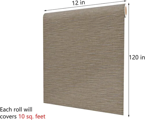 Miniatura 7 de Decotalk Papel tapiz de tela para despegar y pegar, papel tapiz de tela marrón para armarios, papel de contacto de tela marrón para gabinetes, papel